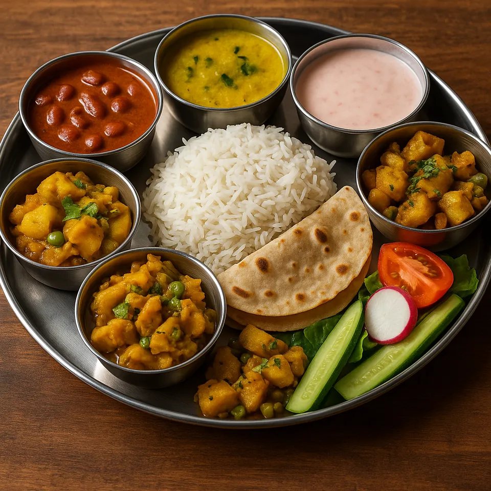 Traditional Indian thali meal at Mimamsa Yogshala